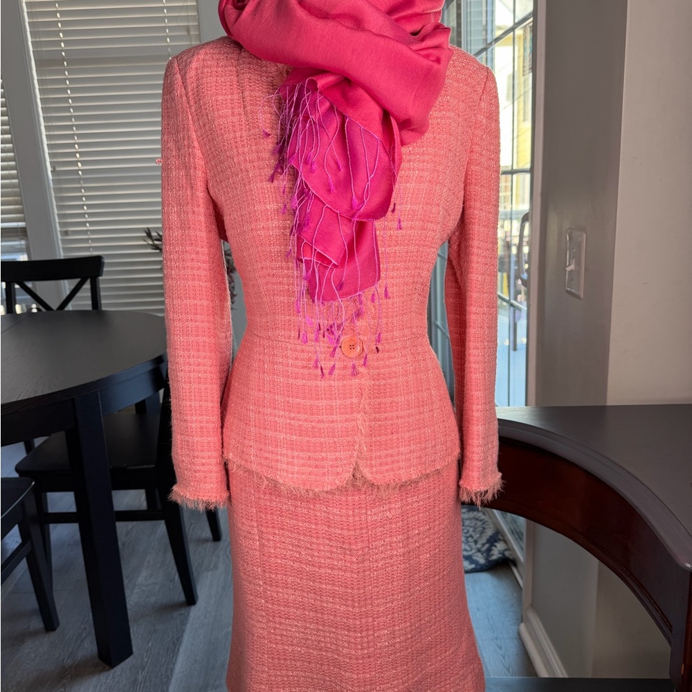 Designer Gerard Darel Coral Tweed Jacket Business Wear - pretty in pink!!
